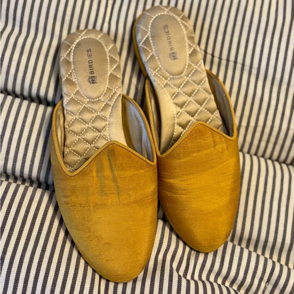 Birdies Golden Yellow Slip-On Quilted Insole Mules